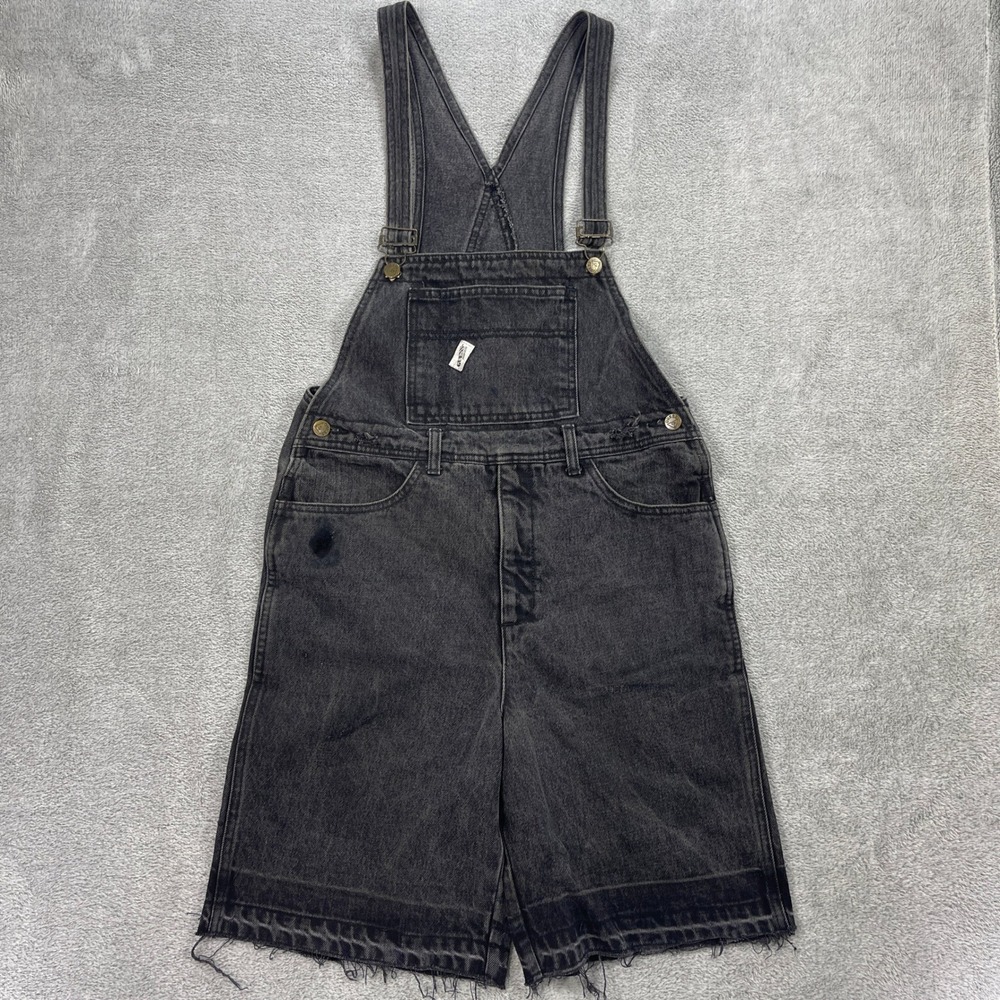 Vintage Guess Denim Overalls Shorts Womens M Black Georges Marciano Distressed